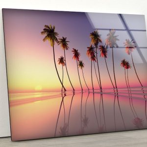 Abstract Art And Cool Wall Hanging Palm Trees Wall Art Beach Wall Art Glass Print