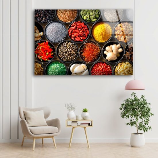 Abstract Art And Cool Wall Hanging Spices Wall Art Food Wall Art For Kitchen Glass Print 1