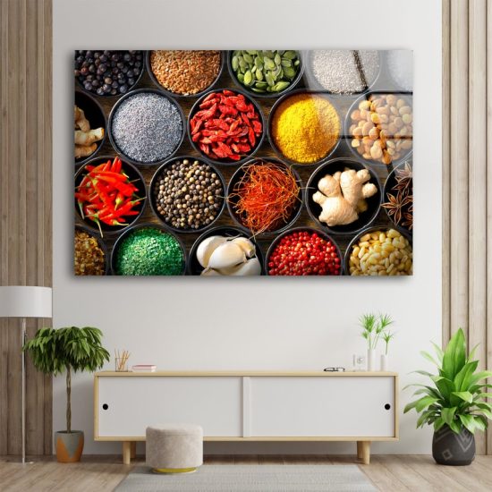 Abstract Art And Cool Wall Hanging Spices Wall Art Food Wall Art For Kitchen Glass Print 2