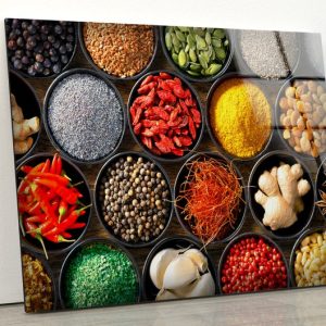Abstract Art And Cool Wall Hanging Spices Wall Art Food Wall Art For Kitchen Glass Print