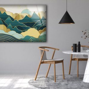 Abstract Art Fractal And Cool Wall Hanging Golden Mountain Creative Wall Art Glass Print 1