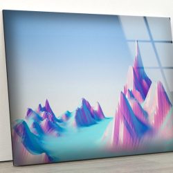 Abstract Art Fractal And Cool Wall Hanging Pastel Mountains Surreal Wall Art Glass Print