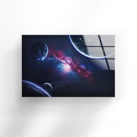 Abstract Art Fractal And Cool Wall Hanging Unexplored Planets Deep Space Fantasy Glass Print 1