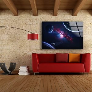 Abstract Art Fractal And Cool Wall Hanging Unexplored Planets Deep Space Fantasy Glass Print 2