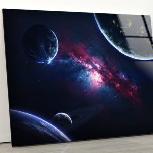 Abstract Art Fractal And Cool Wall Hanging Unexplored Planets Deep Space Fantasy Glass Print
