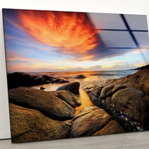 Abstract Art Fractal And Cool Wall Hanging View Wall Art Magical Sunset Glass Print 1