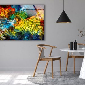 Abstract Fractal Wall Office Decoration Colorful Stained Window Glass Wall Art 2