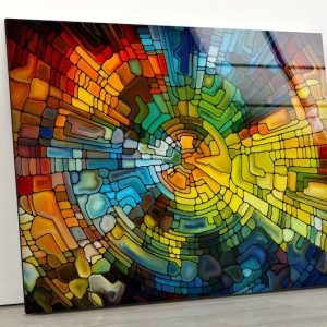 Abstract Fractal Wall Office Decoration Colorful Stained Window Glass Wall Art