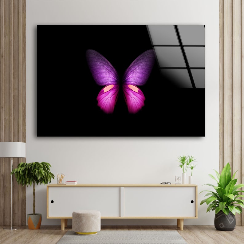 Abstract Glass Wall Art Glass Wall Decor Abstract Butterfly Wall Art Purple Butterfly Wall Decor Animal Wall Art