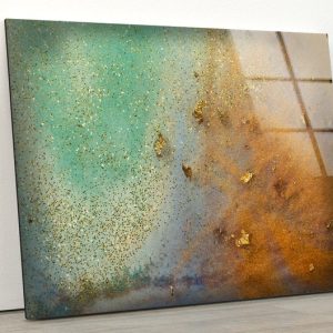 Abstract Glass Wall Art Glass Wall Decor Tempered Glass Printing Art Alcohol Ink Pale Green Marble Wall Art 1
