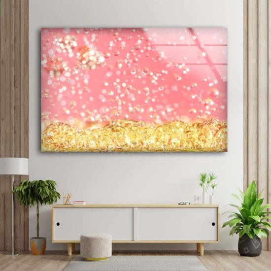 Abstract Glass Wall Art Glass Wall Decor Wall Hanging Tempered Glass Printing Wall Art Gold Pink Marble Art 2