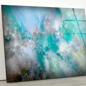 Abstract Glass Wall Art Glass Wall Decor Wall Hanging Tempered Glass Printing Wall Art Pale Blue Marble Art