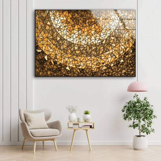 Abstract Glass Wall Art Glass Wall Decor Wall Hanging Tempered Glass Wall Art Gold Stained Glass Wall Art 2