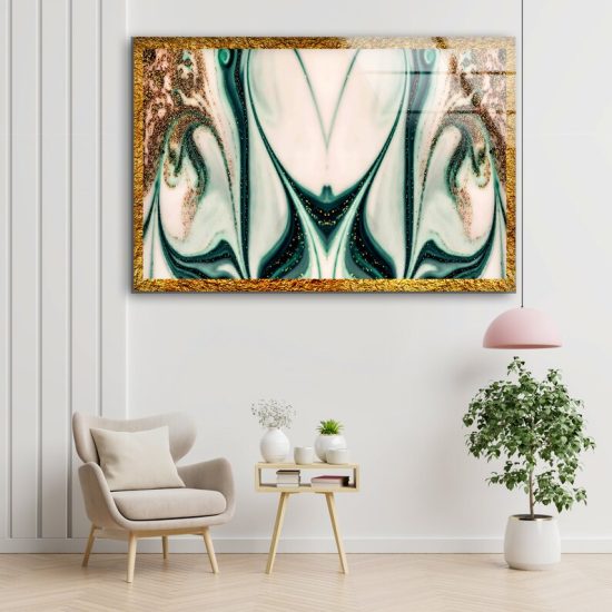 Abstract Uv Painted Glass Wall Art Tempered Glass Wall Art Copper Bronze Gold Wall Art 1