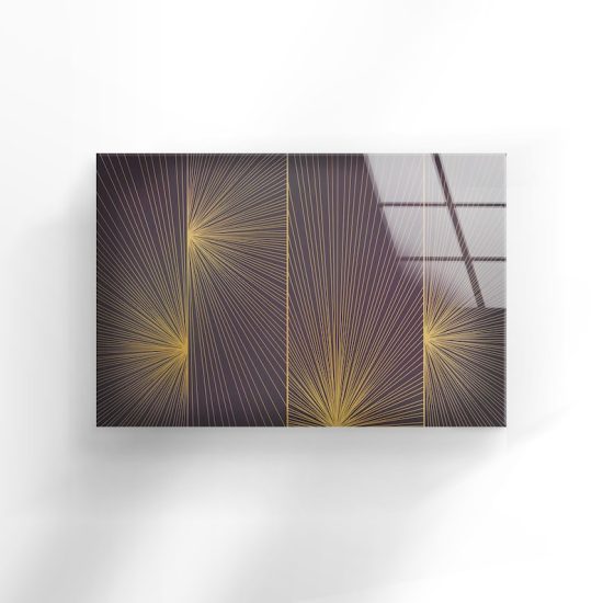 Abstract Wall Art Fractal Golden Wall Art Glass Print 2