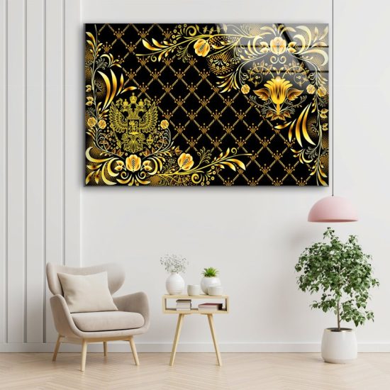 Abstract Wall Art Gold Wall Art Gold Arabic Art Glass Print 1