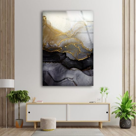 Abstract Wall Art Marble Abstract Art Gold Marble Glass Print 1