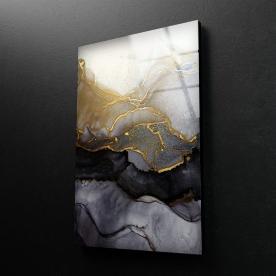 Abstract Wall Art Marble Abstract Art Gold Marble Glass Print 2