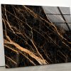 Abstract Wall Art Marble Wall Art Gold Black Glass Print