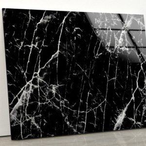 Abstract Wall Art Marble Wall Art White Black Glass Print