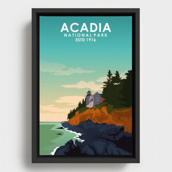 Acadia National Park Travel Poster Canvas Print Wall Art Decor 1