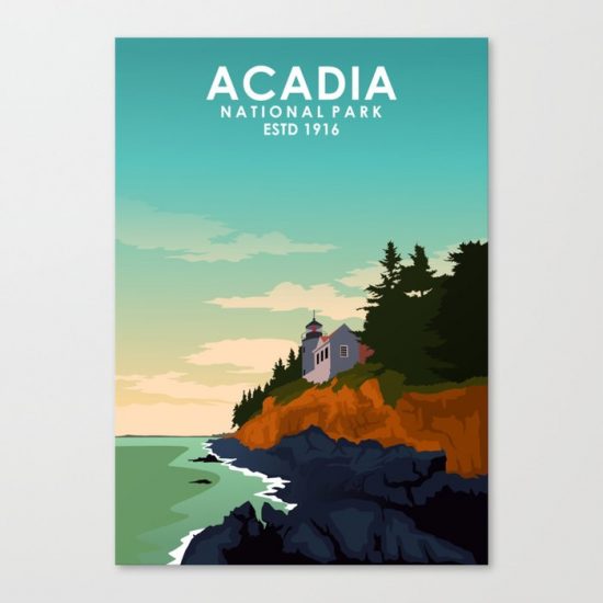 Acadia National Park Travel Poster Canvas Print - Wall Art Decor