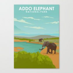 Addo Elephant National Park Travel Poster Canvas Print - Wall Art Decor