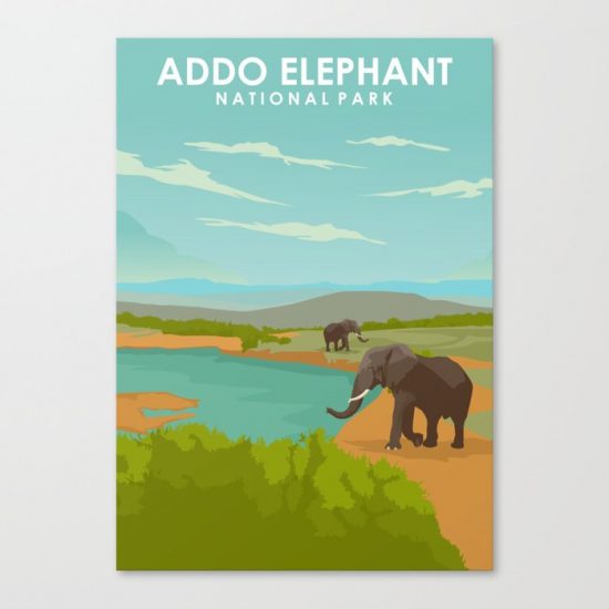 Addo Elephant National Park Travel Poster Canvas Print - Wall Art Decor