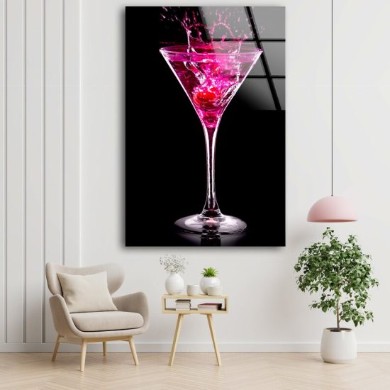 Alcoholic Cocktail Wall Art Beverages Wall Art Pink Art Glass Print 1