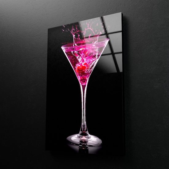 Alcoholic Cocktail Wall Art Beverages Wall Art Pink Art Glass Print 2