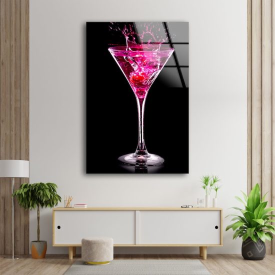 Alcoholic Cocktail Wall Art Beverages Wall Art Pink Art Glass Print