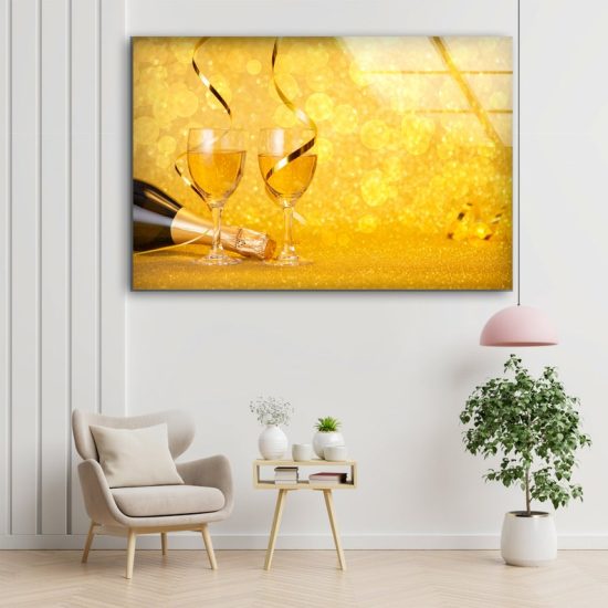 Alcoholic Cocktail Wall Art Champagne Bottle Wall Art Glass Print 1