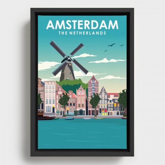 Amsterdam Holland Travel Poster Canvas Print Wall Art Decor 1