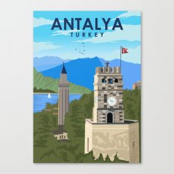 Antalya Turkey Vintage Travel Poster Canvas Print - Wall Art Decor