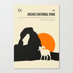 Arches National Park Vintage Minimal Travel Poster Canvas Print - Wall Art Decor