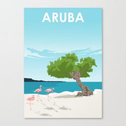 Aruba Vintage Travel Poster Caribbean Sea Canvas Print - Wall Art Decor