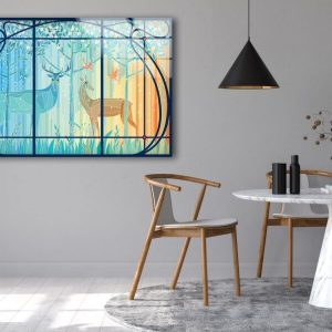Ation Tempered Glass Abstract Art Deer Gazelle Stained Glass Wall Art 2