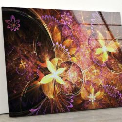Ation Tempered Glass Abstract Art Flower Wall Art Stained Glass Wall Art
