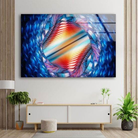 Ation Tempered Glass Wall Art Abstract Art Fractal Cool Wall Hanging Stained Wall Art 1