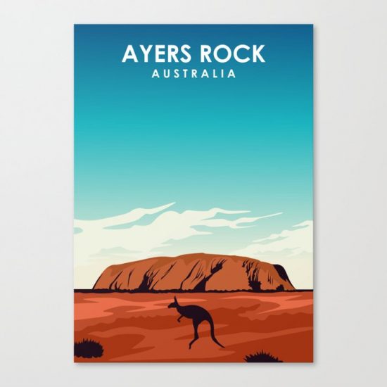 Ayers Rock Australia Travel Poster Canvas Print - Wall Art Decor