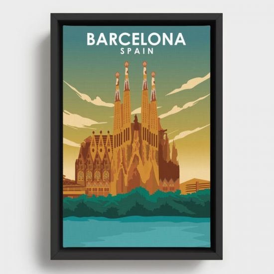 Barcelona Spain Vintage Travel Poster Canvas Print Wall Art Decor 1