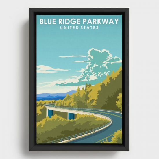 Blue Ridge Parkway United States road trip Travel Poster Canvas Print Wall Art Decor 1