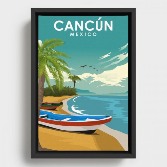 Cancun Mexico Travel Poster Canvas Print Wall Art Decor 1