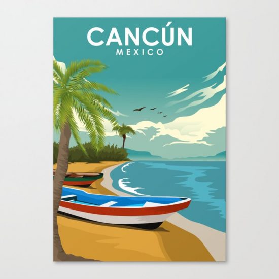Cancun Mexico Travel Poster Canvas Print - Wall Art Decor