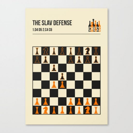 Chess The Slav Defense Vintage Book Cover Poster Canvas Print - Wall Art Decor