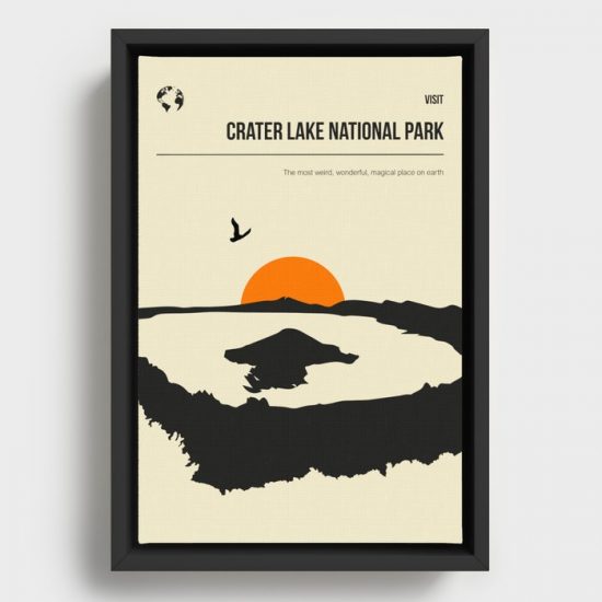 Crater Lake National Park Vintage Minimal Travel Poster Canvas Print Wall Art Decor 1