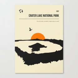 Crater Lake National Park Vintage Minimal Travel Poster Canvas Print - Wall Art Decor