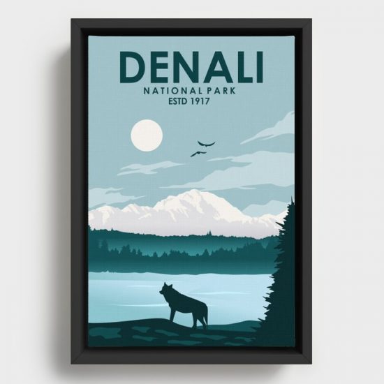 Denali National Park Travel Poster Canvas Print Wall Art Decor 1
