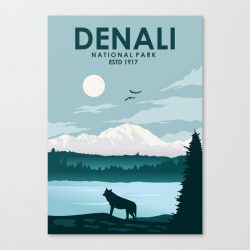 Denali National Park Travel Poster Canvas Print - Wall Art Decor