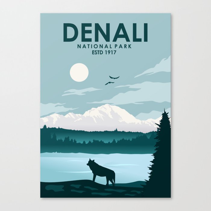Denali-National-Park-Travel-Poster-Canvas-Print-Wall-Art-Decor Denali National Park Travel Poster Canvas Print - Wall Art Decor